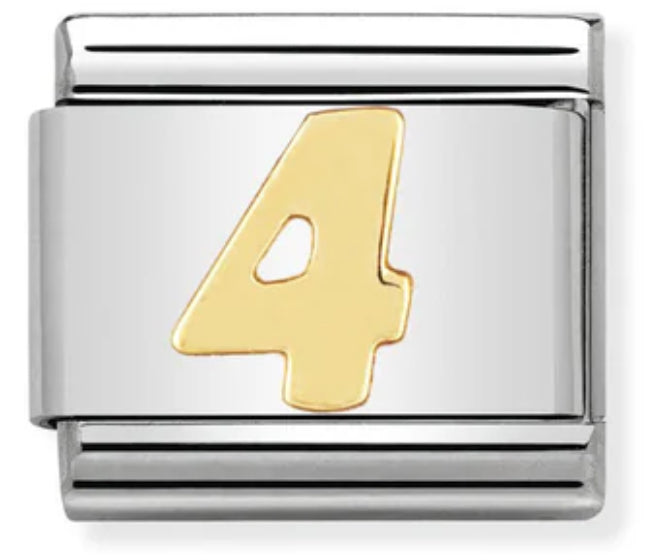 Number: 4 Gold Charm