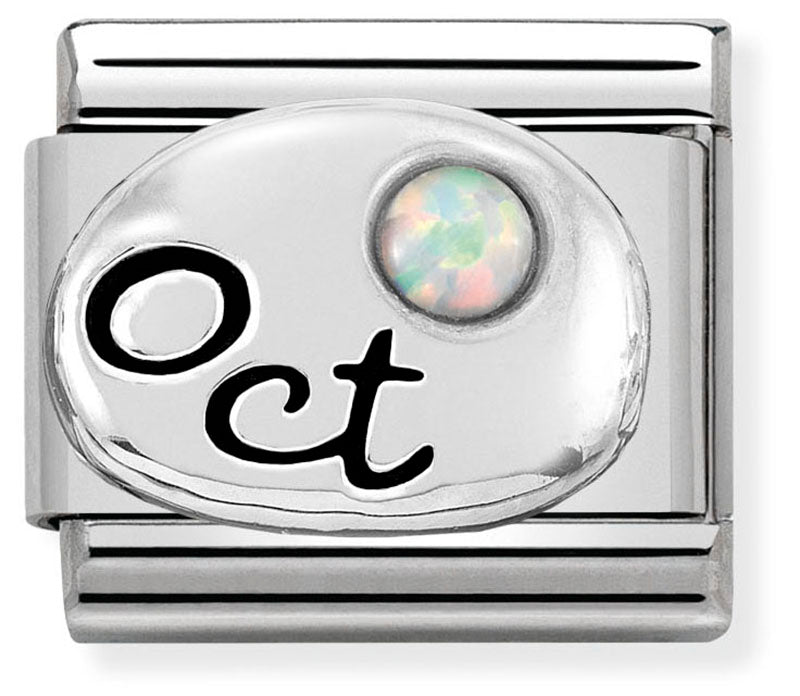Birthstone - October (White Opal) Silver Charm