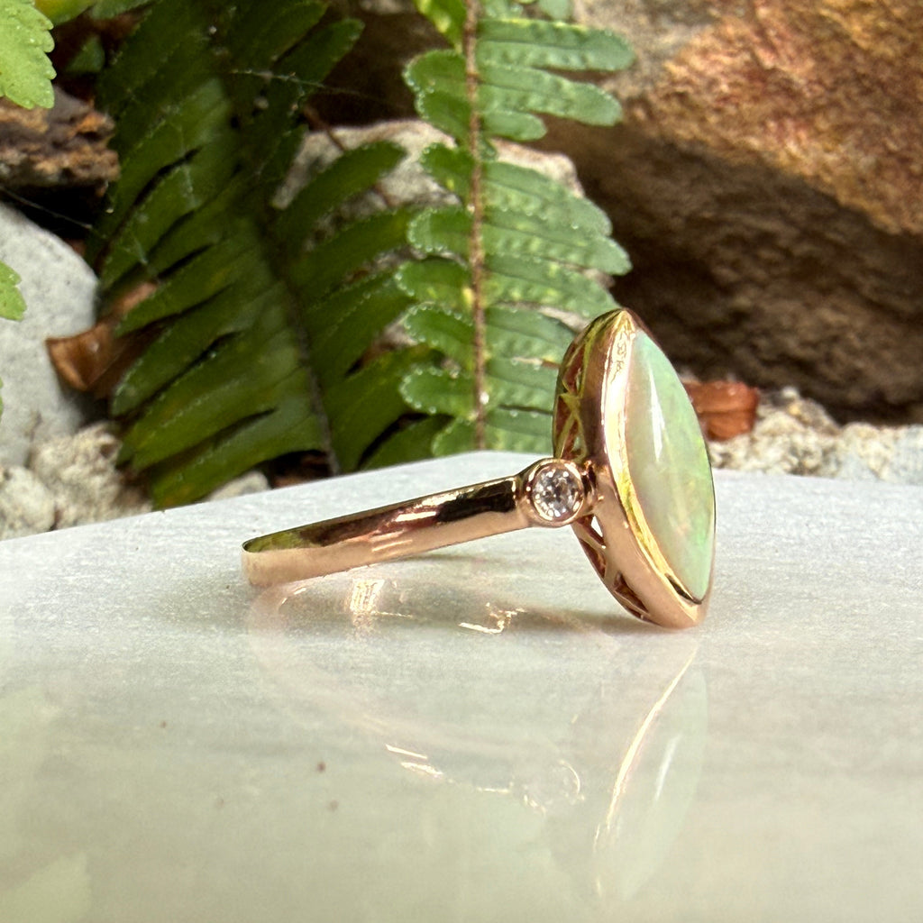Frosty White Opal Rosegold Ring