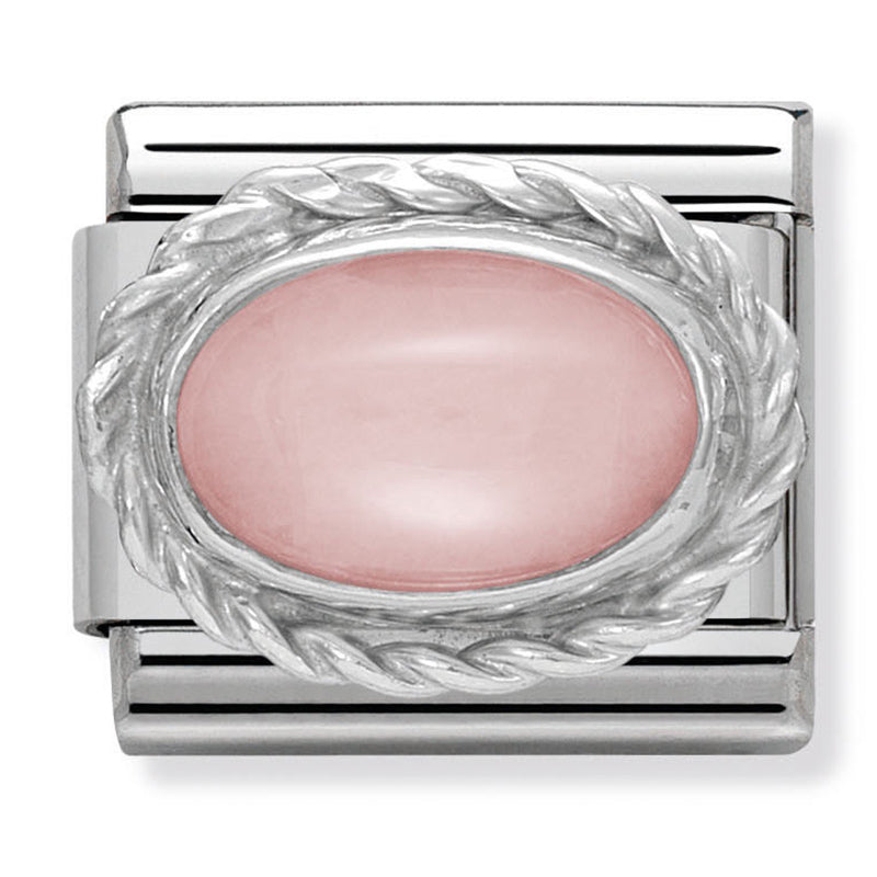 Gemstones - Pink Opaline Stone Twist Silver Charm