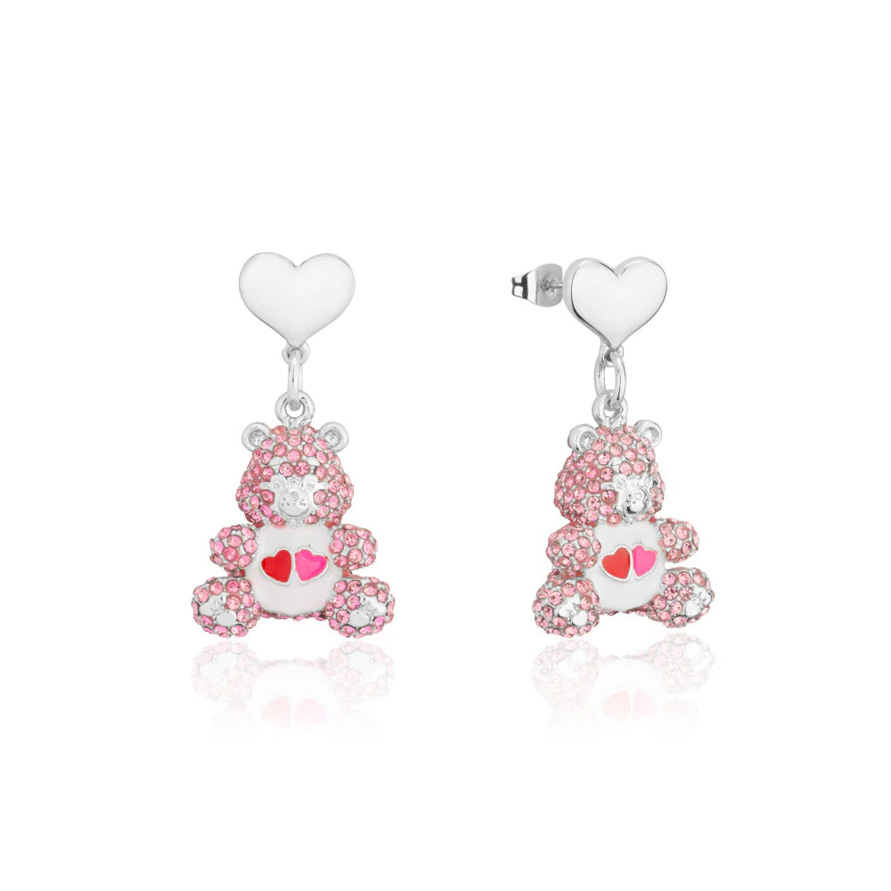 Care Bear - LOVE-A-LOT Pink Crystal Bear Drop Earrings