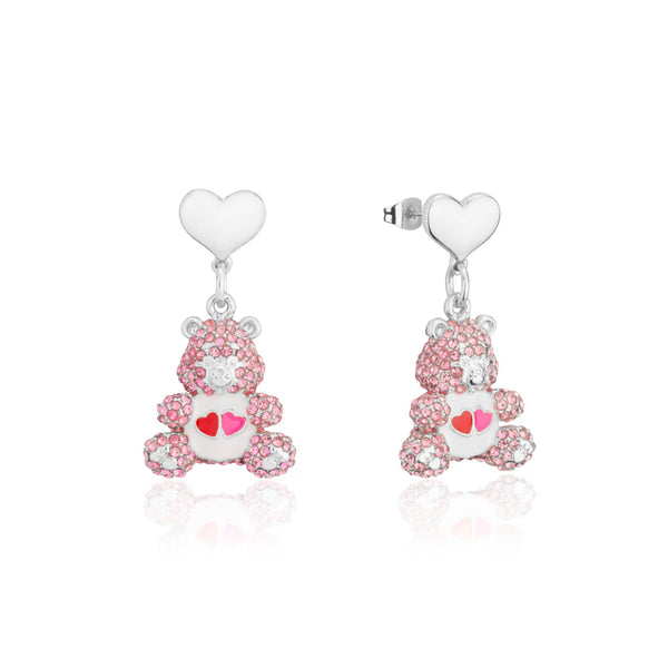 Care Bear - LOVE-A-LOT Pink Crystal Bear Drop Earrings - 2 Colours