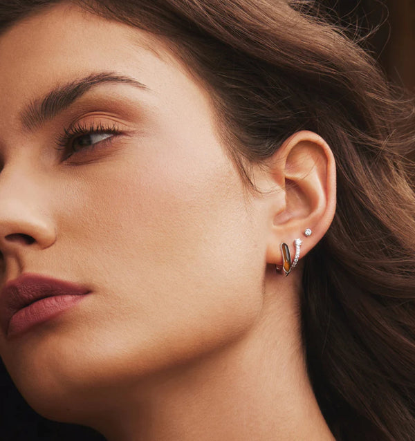 Sparkling Pavé Huggie Hoop Earrings - 2 Colours