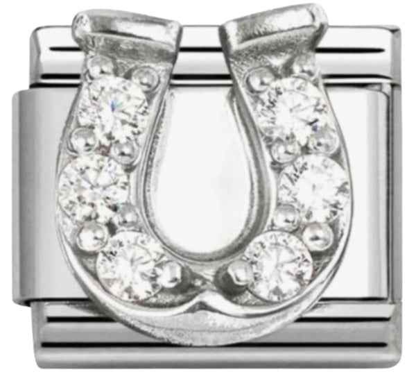 Good Luck - Raised Danish Horseshoe with CZ Silver Charm