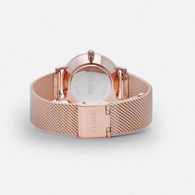 Cluse Minuit Mesh Black/Rosegold Watch