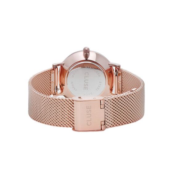 Minuit: Black/Rosegold Mesh Watch