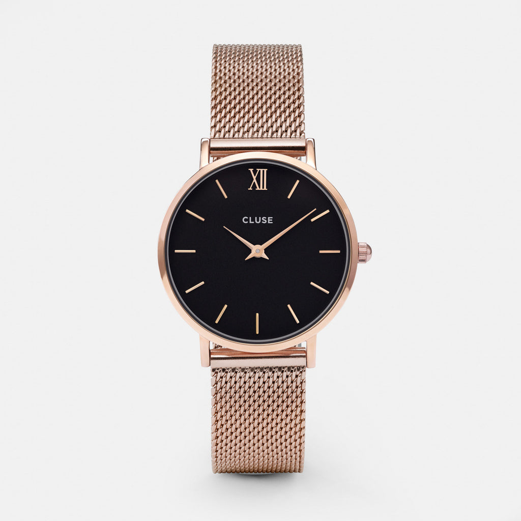 Cluse Minuit Mesh Rose Gold/ Black Watch