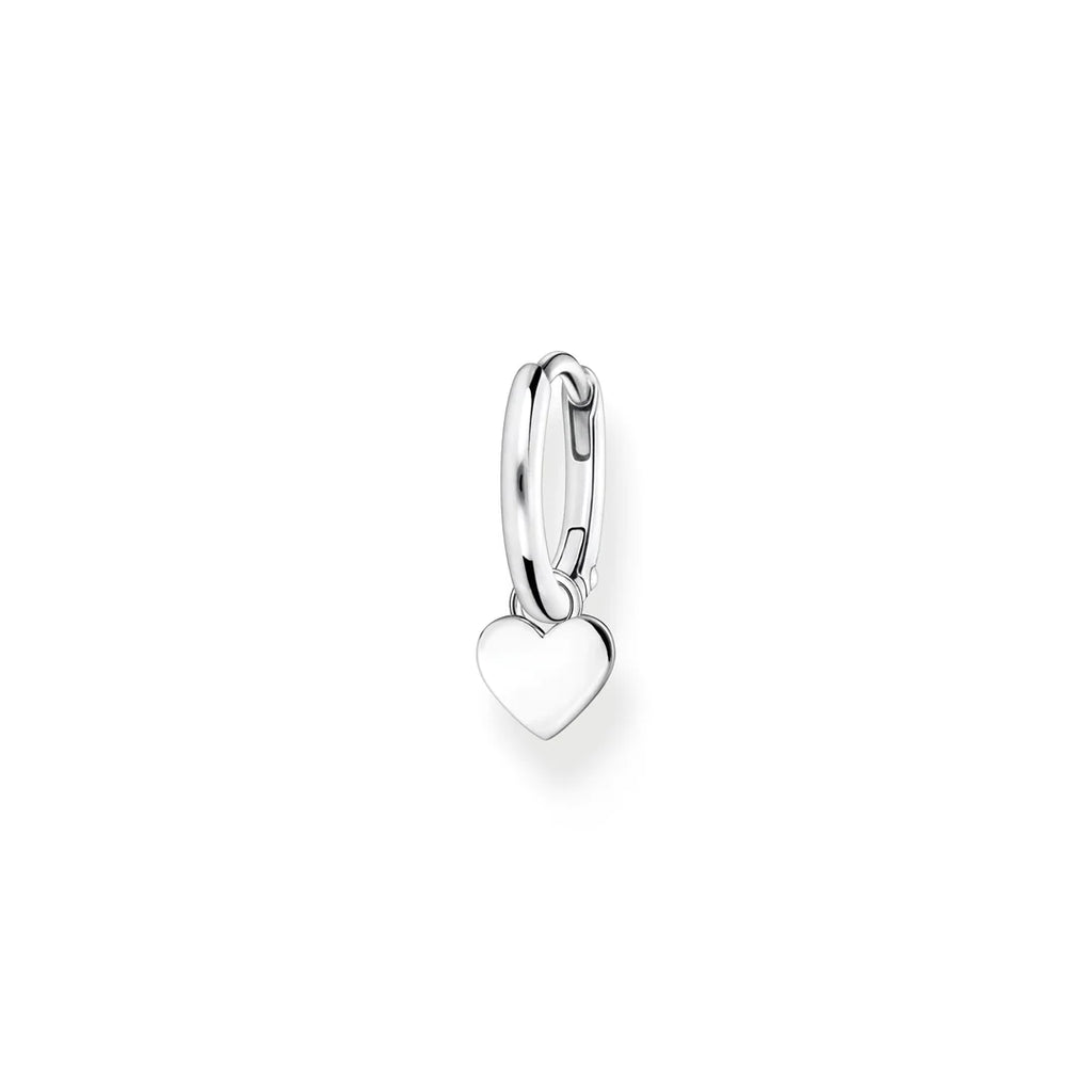 Single Heart Pendant Silver Hoop Earring
