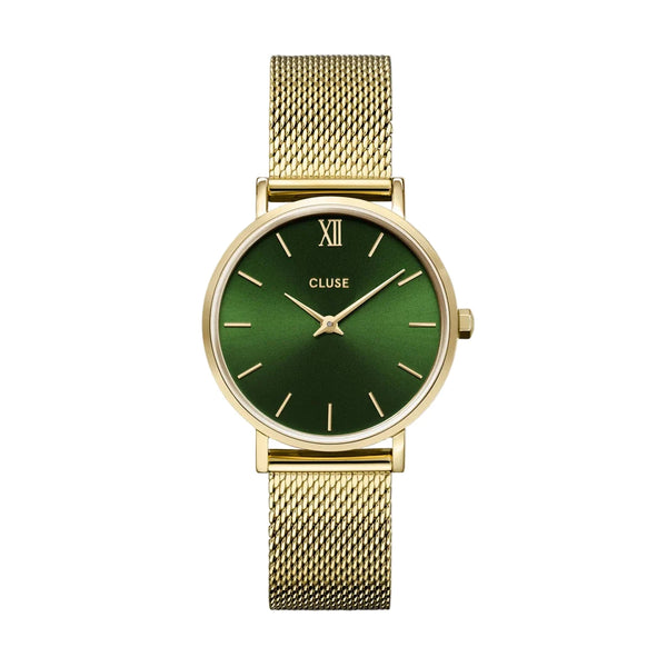 Minuit: Green/Gold Mesh Watch