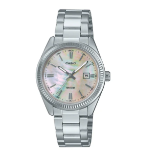 Casio Ladies Analogue Pink MOP Face S/Steel Band Watch