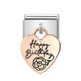 Dangle - Happy Birthday Heart Rosegold Charm