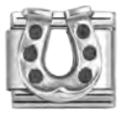Good Luck - Danish Horseshoe Oxidised Silver Charm