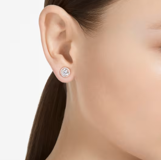 Una Angelic: Pave White Round Cuts Rosegold Necklace/Bracelet/Earring