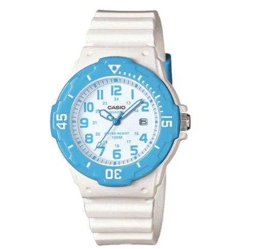Casio White Resin/Face Blue Colour Numbers Watch