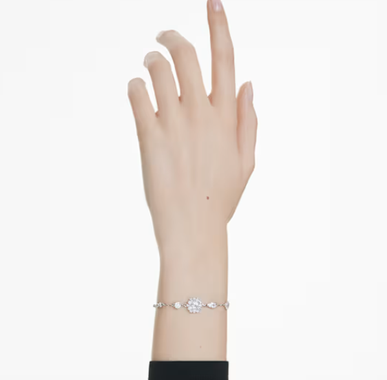 Idyllia Mixed Cut, Snowflake, White Rhodium Plated Stud Bracelet