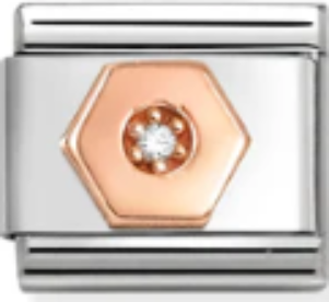Symbols - Hexagon with CZ Rosegold Charm