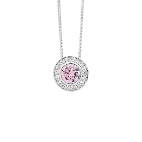 Light Pink CZ with White CZ Claw Surroundings - Pendant & Earring