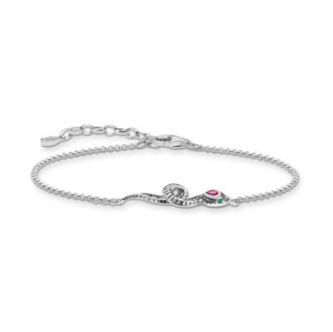 Snake with CZ Silver Bracelet