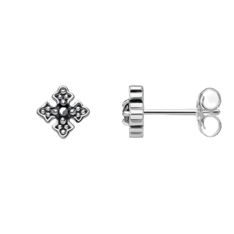 Royal Power: Royalty Black Cross Silver Stud Earrings
