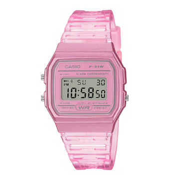 Casio Square Face Digital Pink Transparent Band Watch