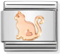 Animals - Cat with Heart Rosegold Charm