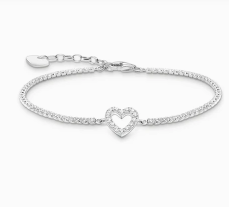 Heart with CZ Silver Tennis Bracelet