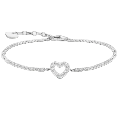 Heart with CZ Silver Tennis Bracelet