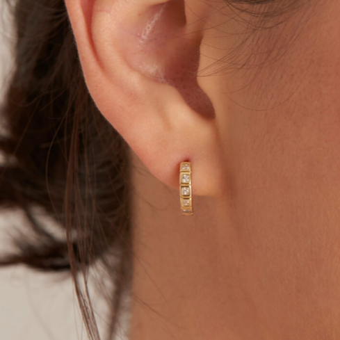 Glam Rock - CZ Huggies Hoop Gold Earrings