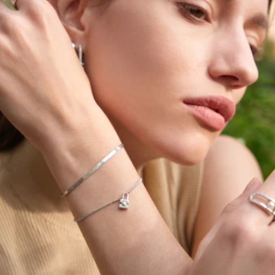 Modern Muse - Pearl Padlock Silver Bracelet