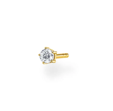 CZ White Stone Ear Single Studs - 2 colours
