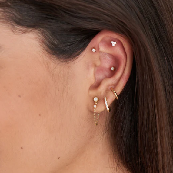 Ear Edit - Gold Sparkle Bezel Barbell Single Studs