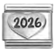 Celebrate - 2026 Heart Oxidised Silver Charm
