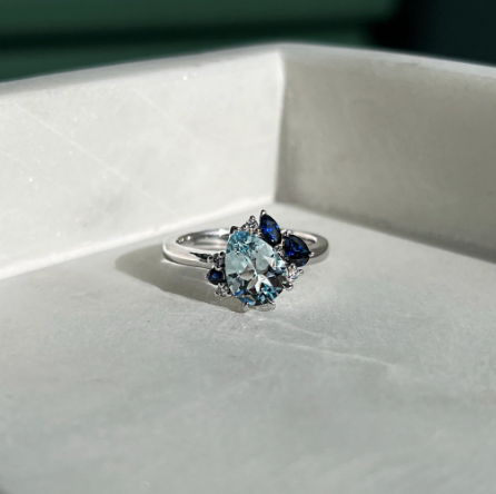 Michelle Sapphire Aquamarine WhiteGold Ring