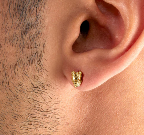 Rebel Skull Crown Gold Stud Earrings