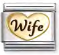 Family - Wife Heart with Black Enamel Gold Charm