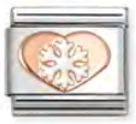 Christmas - White Snowflake in Heart Rosegold Charm