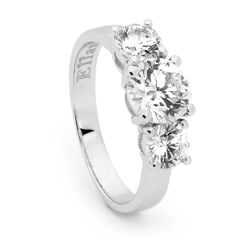 Ring - Triple Round White CZ Claw Set Silver Ring