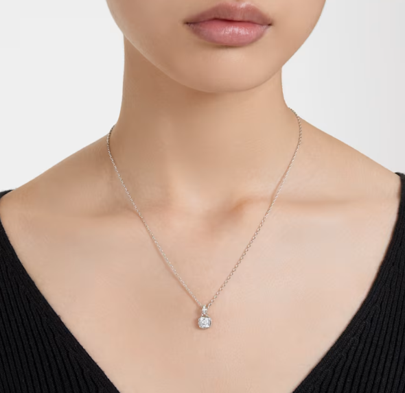 Birthstone April White Square - Necklace & Earrings