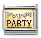 Occassion - Party with Glitter Bunting Gold Charm