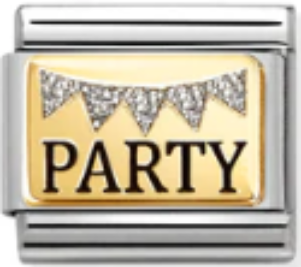Occasions - Party with Glitter Bunting Gold Charm