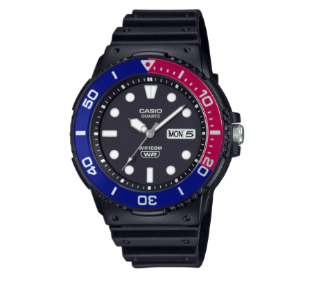 Casio Ana Marine Design, Blue/Red Case/Resin Band Watch