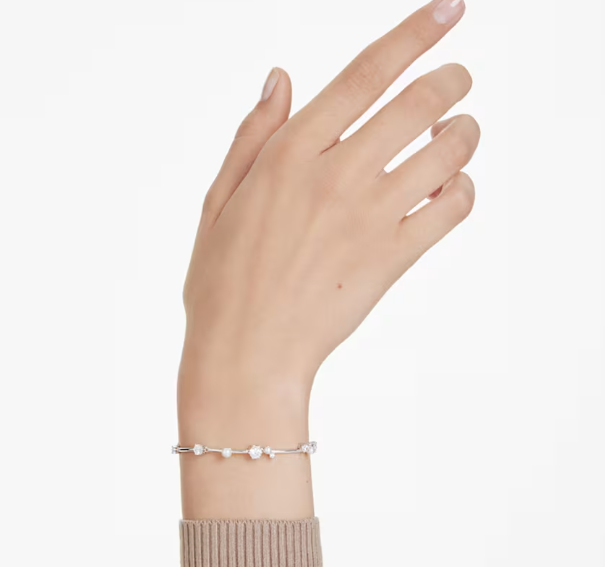 Constella: Pearl & White Round Cuts Silver Bracelet