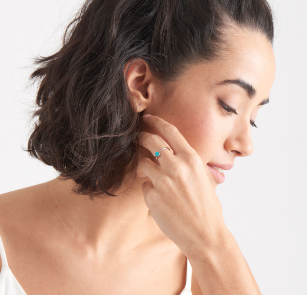 Hidden Gem - Turquoise Adjustable Silver Ring