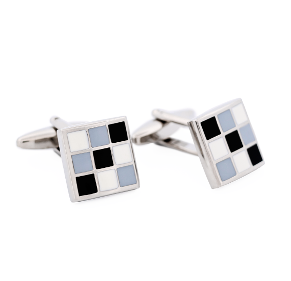 Black/Grey/White Enamel Cufflinks