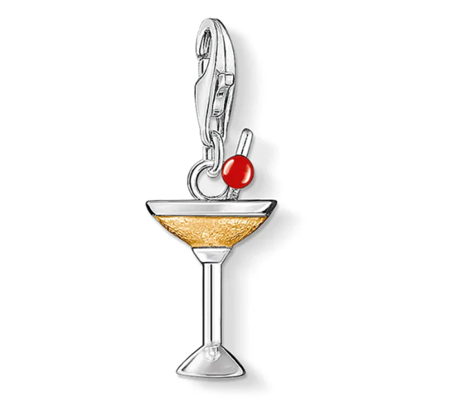 Cocktail Silver Charm