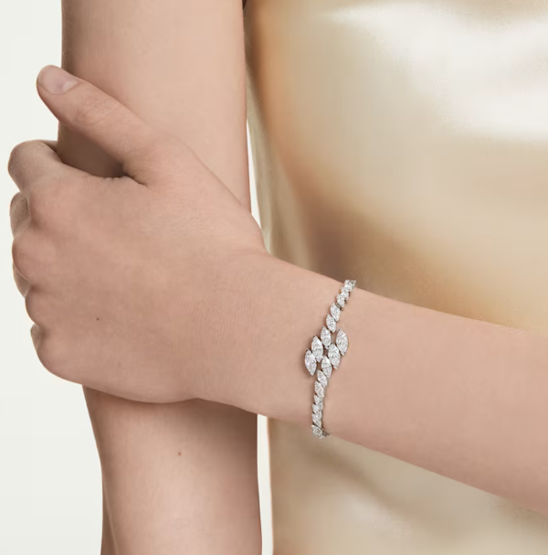Mesmera: White Marquise Cuts Crystal Silver Bracelet