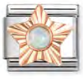 Gemstones - White Opal in Etched Details Star Rosegold Charm