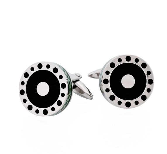 Stainless Steel/Blue Carbon/Leather Cufflinks