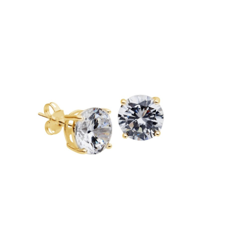 8mm Round CZ Claw Setting Stud Earrings