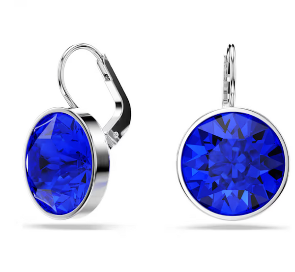 Bella Blue Round Silver Drop Earrings